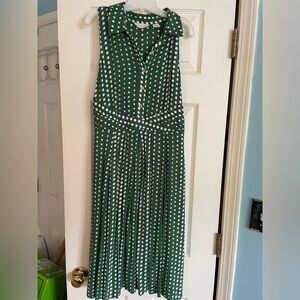 Green and white polka dot Anthropologie dress size small